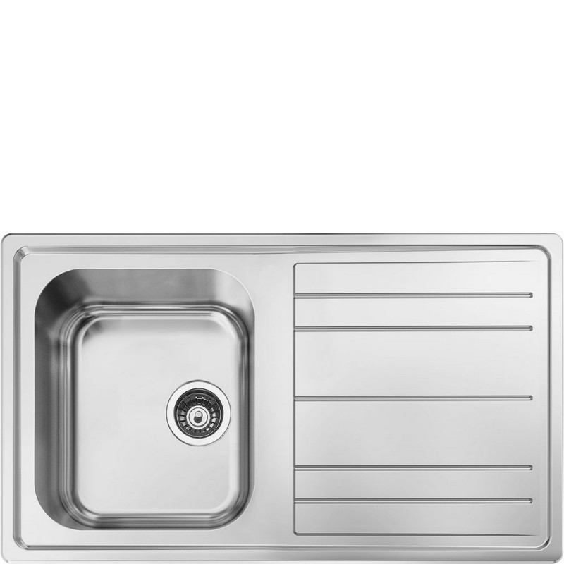 LPR861 Évier Smeg LPR861 à une cuve avec égouttoir, 86 x 50 cm, finition inox - Semi-affleurant