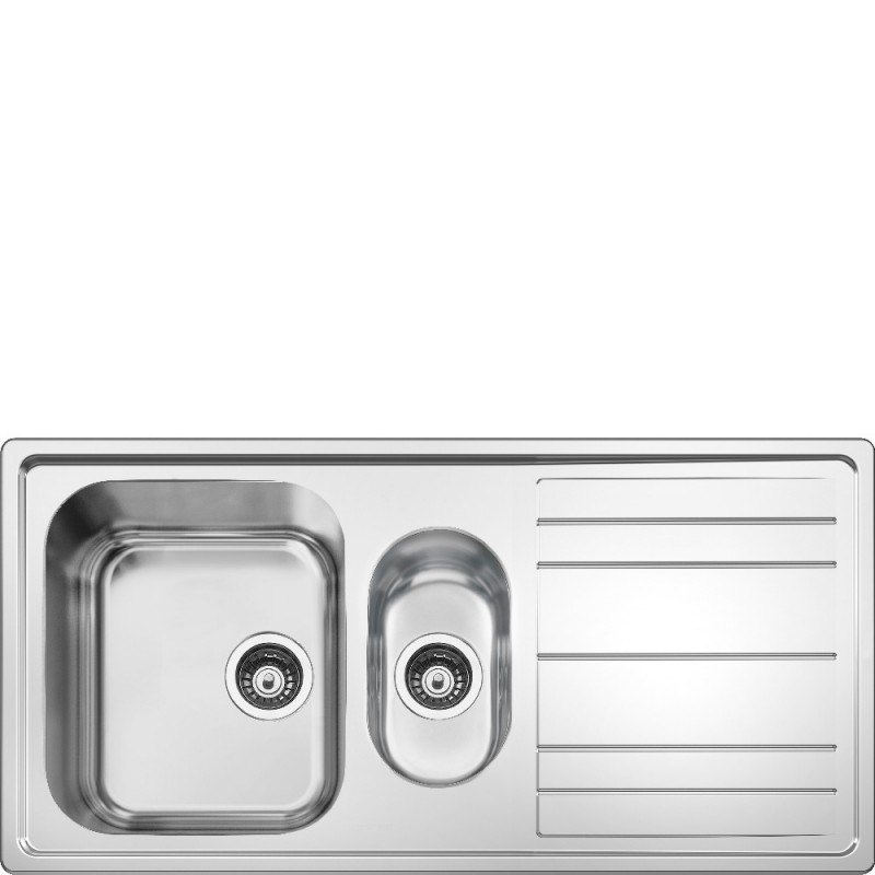 LPR102 Évier Smeg LPR102 à une cuve avec égouttoir et cuve, 100 x 50 cm, finition inox - Semi-affleurant