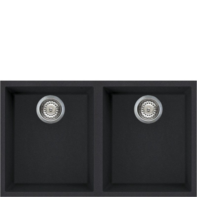 VZUM3434N Smeg S Double bowl sink VZUM3434N black finish 76x43.5 cm - Undermount