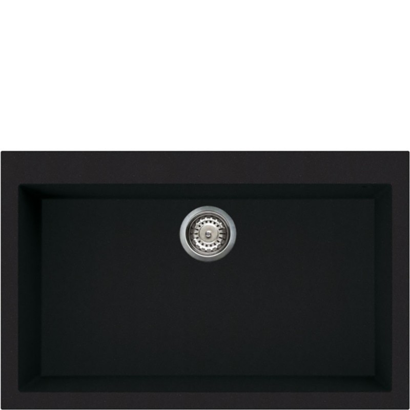 VZ79N Smeg S Single bowl sink VZ79N black finish 79x50 cm - Overmount