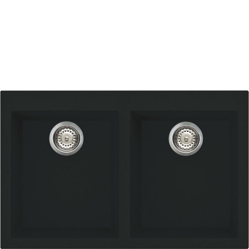 VZ3434N Smeg Fregadero doble seno S VZ3434N acabado negro 79x50 cm - Encimera