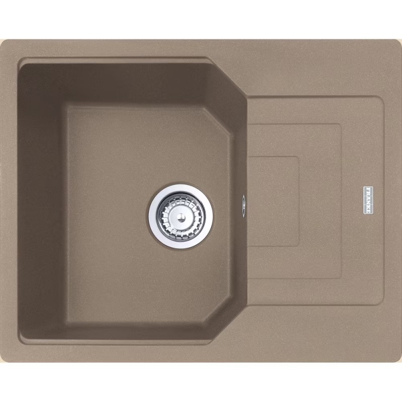 114.0686.743 Franke: Fregadero de un seno con escurridor Urban Empotrable UBG 611-62 114.0686.743 acabado granito ostra 62x50 cm