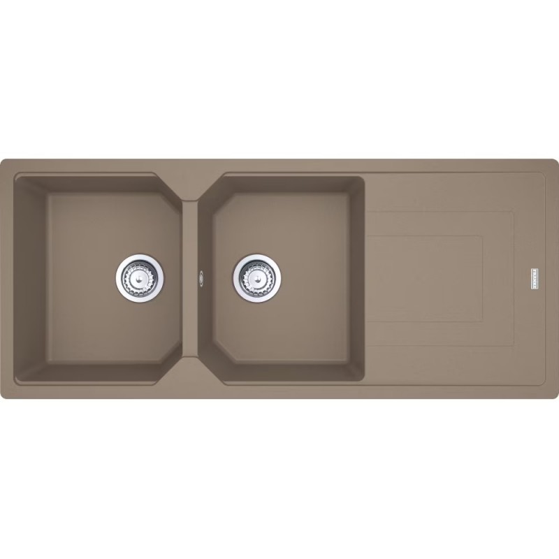 114.0686.787 PRONTA CONSEGNA - Franke: Lavello due vasche con gocciolatoio Urban Incasso UBG 621 114.0686.787 finitura fragranite oyster da 116x50 cm