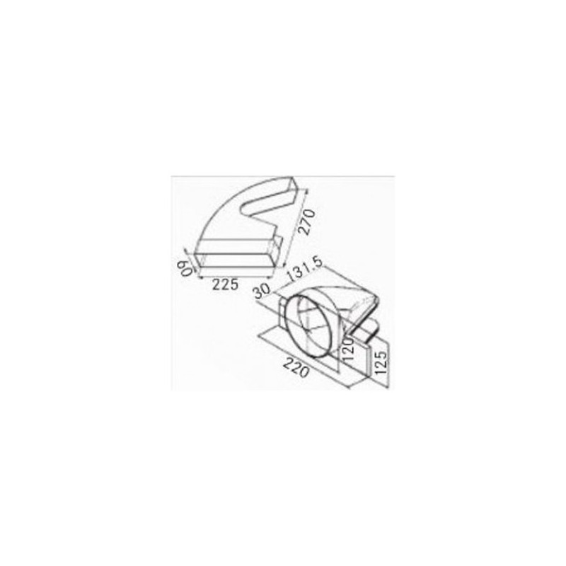 112.0040.370 Curva rectangular horizontal Franke de 90° 112.0040.370 Horizontal Reversible