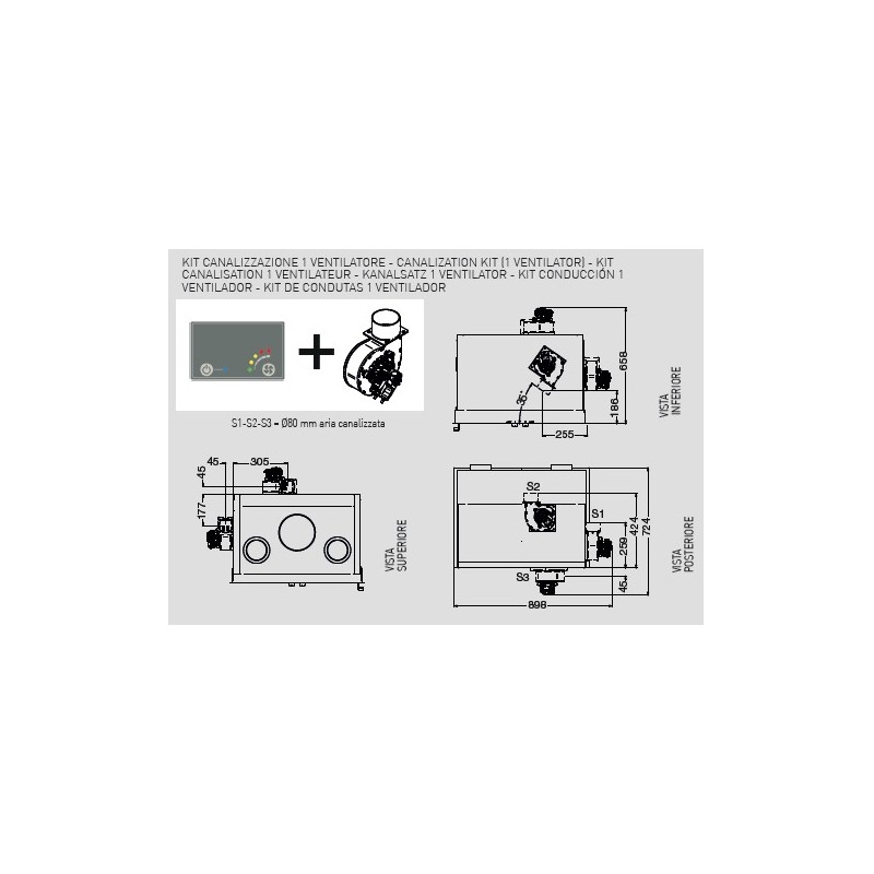 9016045700 Eva Calòr Kit canalizzazione 9016045700 - 1 ventilatore
