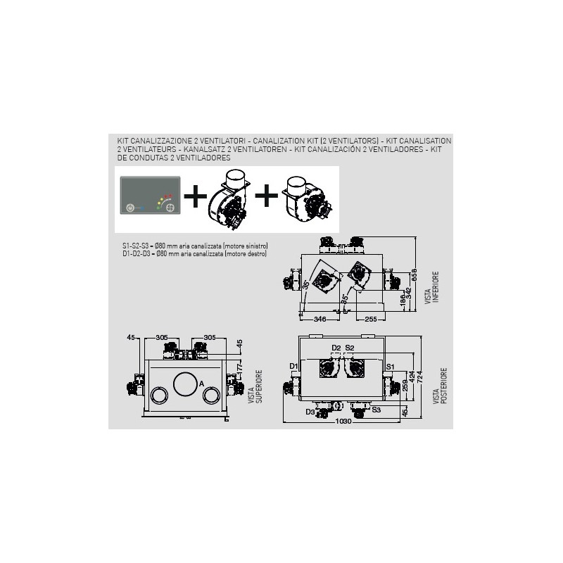 9016045800 Eva Calòr Kit de canalisation 9016045800 - 2 ventilateurs