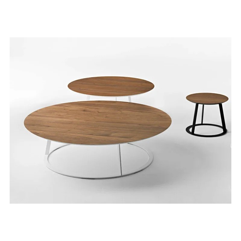ALBINO FAMILY LEGNO Table basse ronde Horm Albino Family en métal et plateau en bois