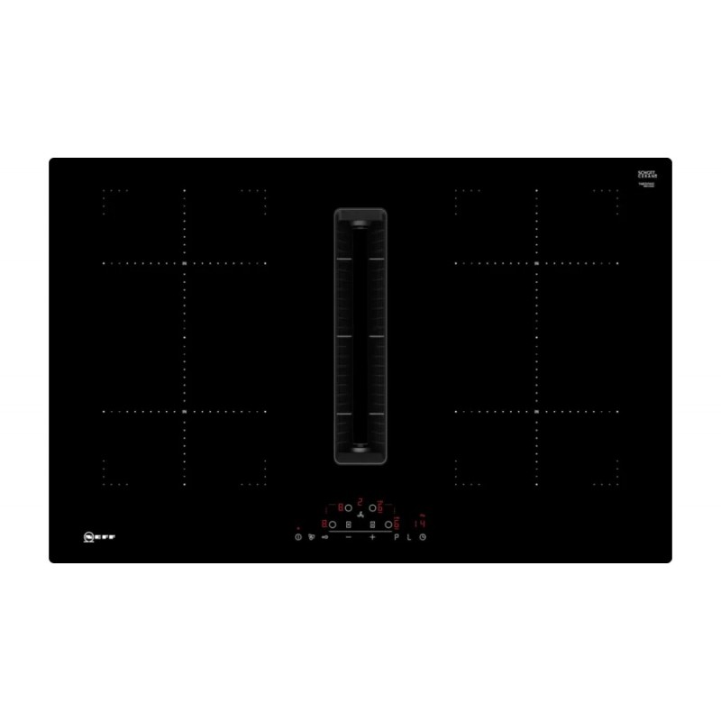 T48CD7AX2 Neff Induction hob with integrated hood T48CD7AX2 in black glass ceramic 80 cm