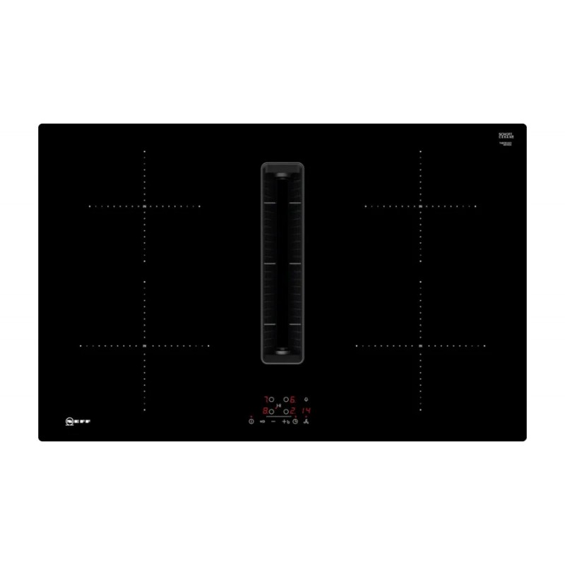 T48CB1AX2 Neff Induction hob with integrated hood T48CB1AX2 in black glass ceramic 80 cm