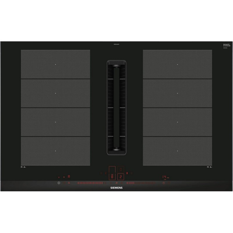 EX875LX67E Siemens Induction hob with integrated hood EX875LX67E in black glass ceramic 80 cm