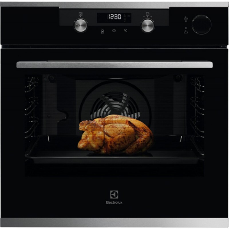 KOCDH 76 X Horno de vapor multifunción Electrolux SteamCrisp KOCDH76X de 60 cm con cristal negro Intuit
