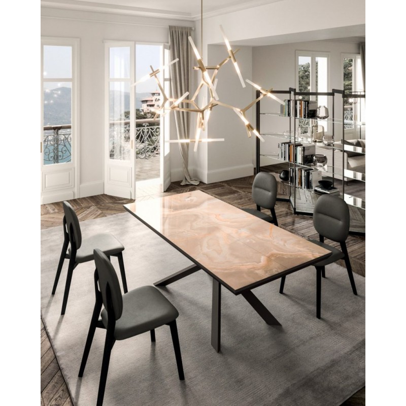 4x4 T240_17090 Ozzio 4x4 extendable dining table art. T240 with metal structure and top of your choice of 170x90 cm - With internal extensions
