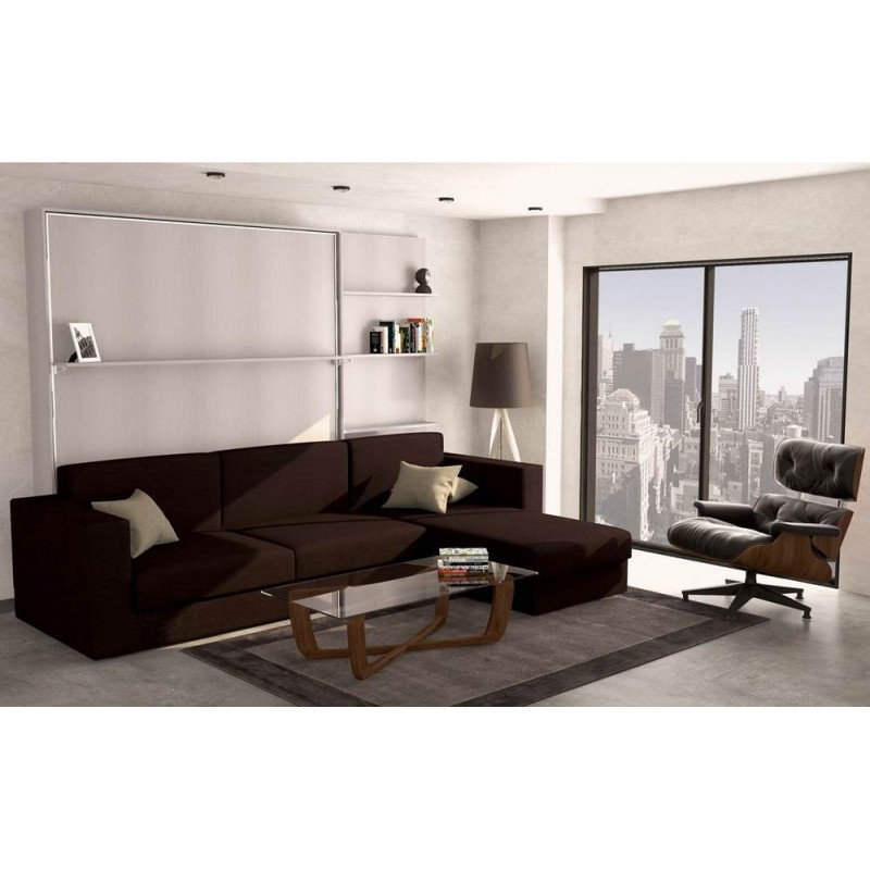 GHOST + CHAISE LONGUE M SmartBeds GHOST queen size foldaway bed + CHAISE LONGUE M with vertical opening with 262 cm sofa