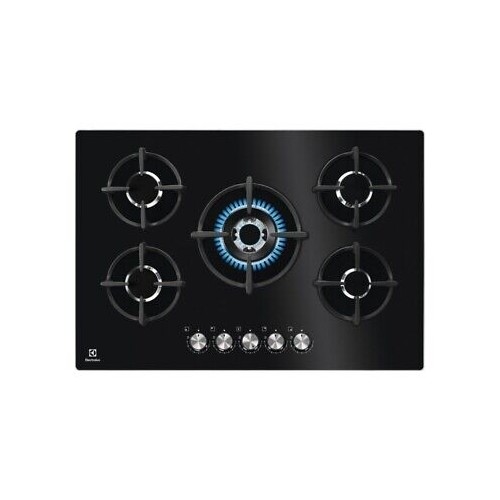 Electrolux | KGG75372K Plaque de cuisson à gaz 75 cm avec finition en verre trempé noir