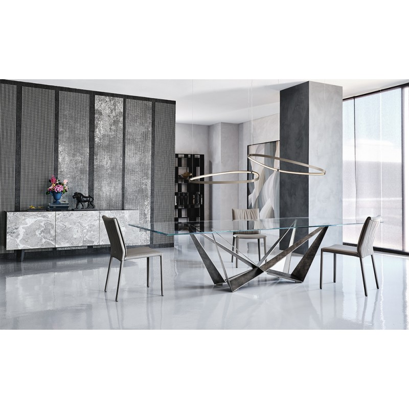 SKORPIO Cattelan Skorpio fixed table with painted steel structure and glass top