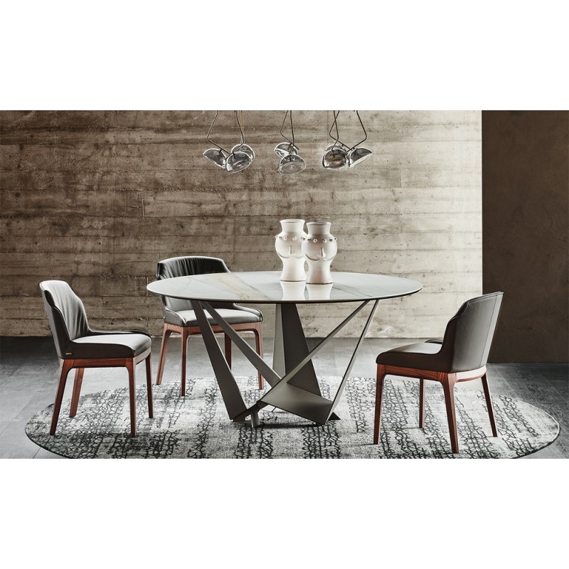 SKORPIO Keramik Round Cattelan Table ronde fixe Skorpio Keramik Round avec structure en acier peint et plateau en céramique
