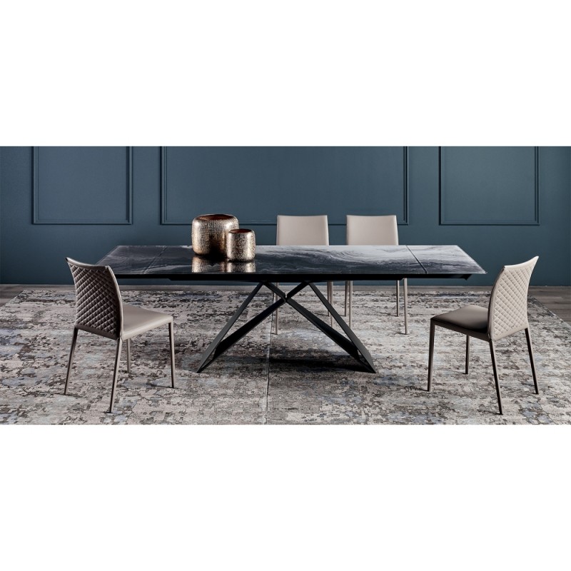 PREMIER Crystalart Table fixe Cattelan Premier Crystalart avec structure en acier peint et plateau en verre