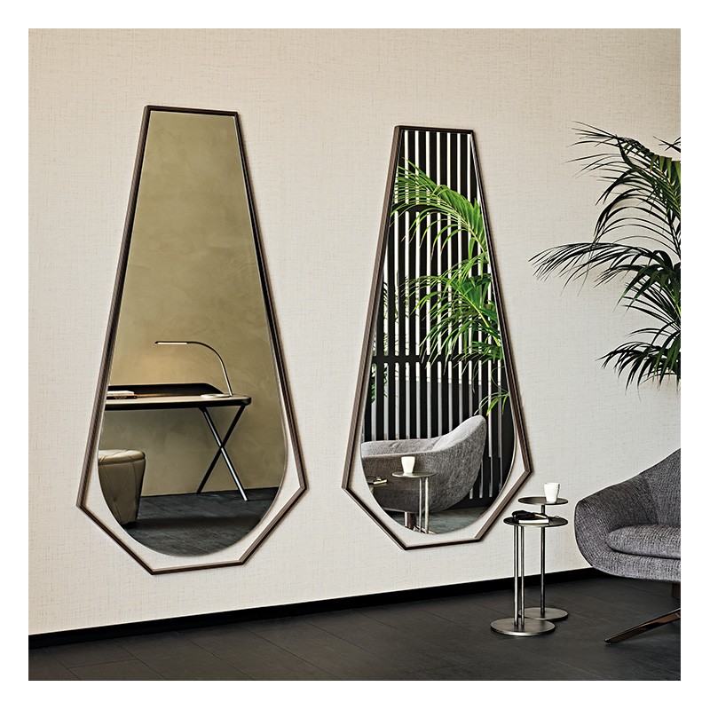 SAUTERN Miroir mural Cattelan Sautern avec cadre en acier bronze mesurant 100x190 cm