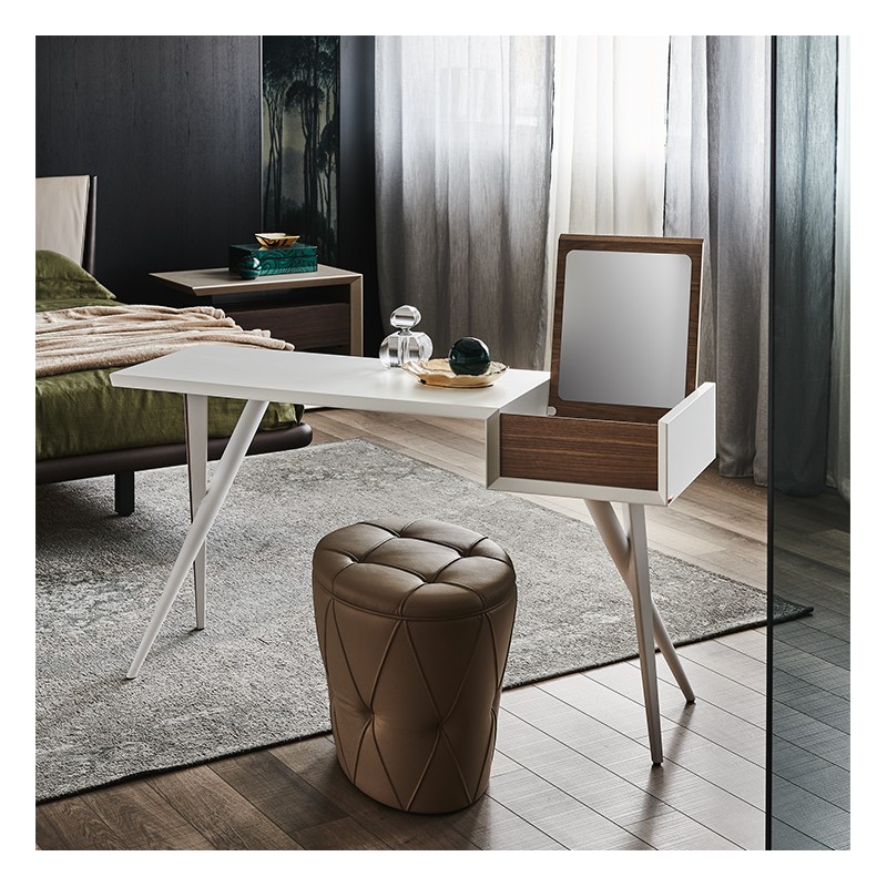 BATIK Cattelan Batik desk with painted steel structure and 135x45 cm wooden top - With retractable mirror