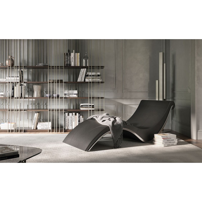 SYLVESTER Cattelan Sylvester chaise longue with steel and wood structure and seat of your choice - With wheels