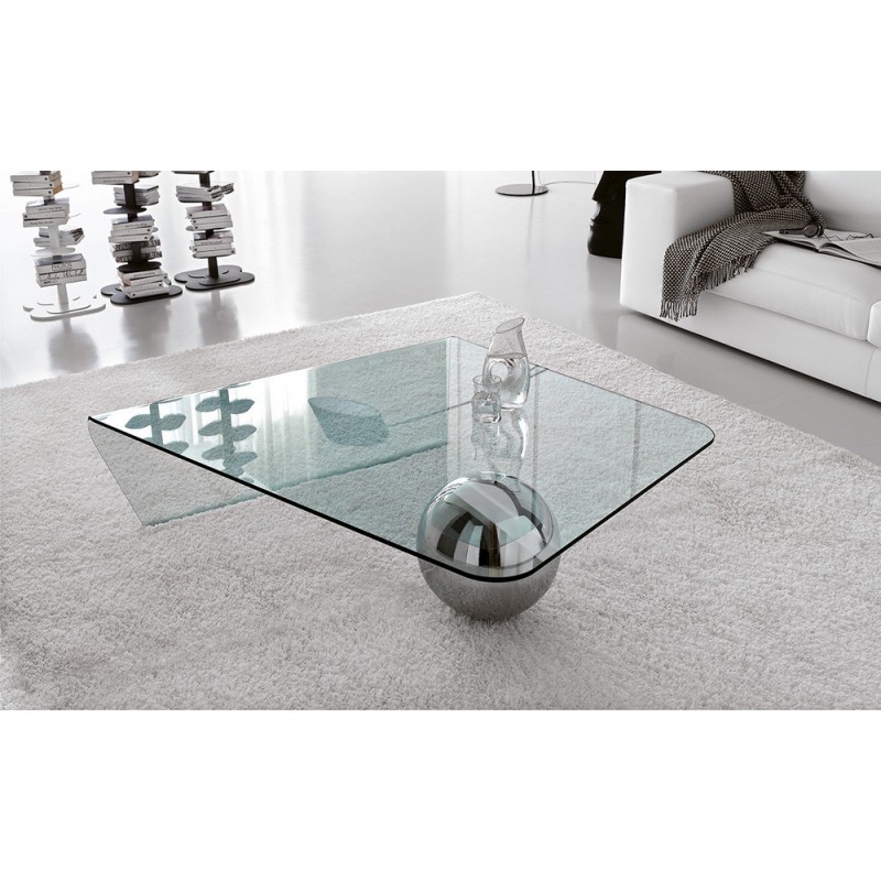 GLOBE Cattelan Tavolino fisso Globe con struttura a scelta e piano in cristallo