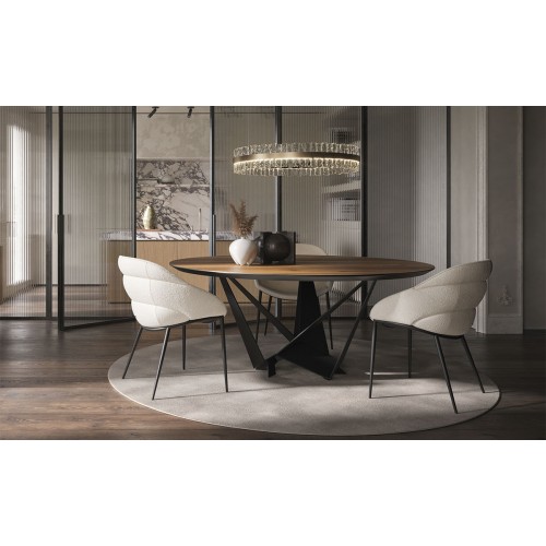 Cattelan Skorpio Round fixed table with painted steel structure and top of your choice