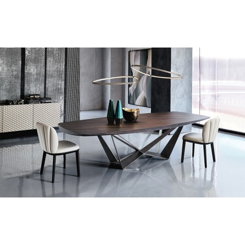 Cattelan Skorpio Wood fixed table with painted steel structure and wooden top