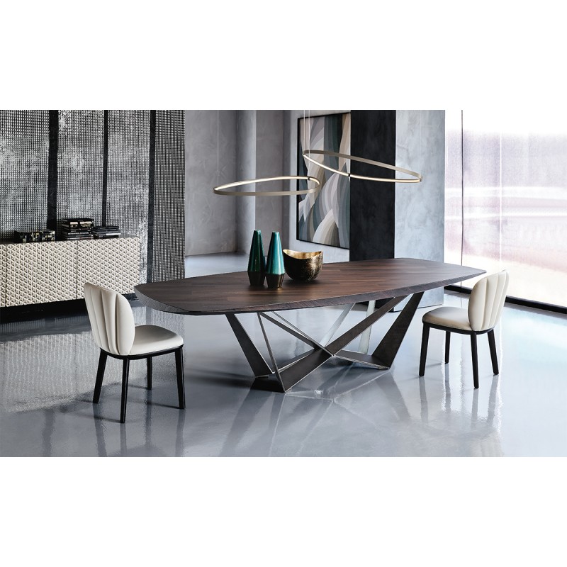  Mesa fija Cattelan Skorpio Wood con estructura de acero pintado y tapa de madera