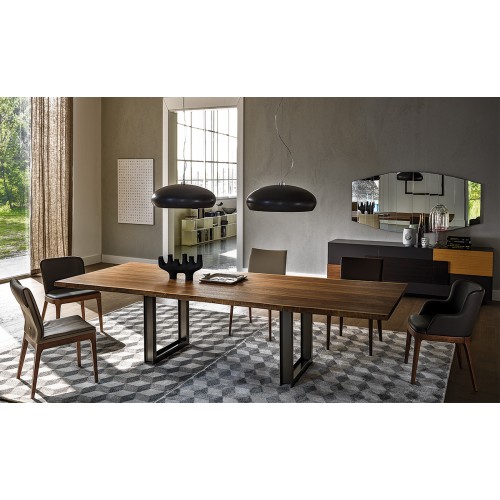 Mesa fija Cattelan Sigma con estructura de acero pintado y tapa de madera