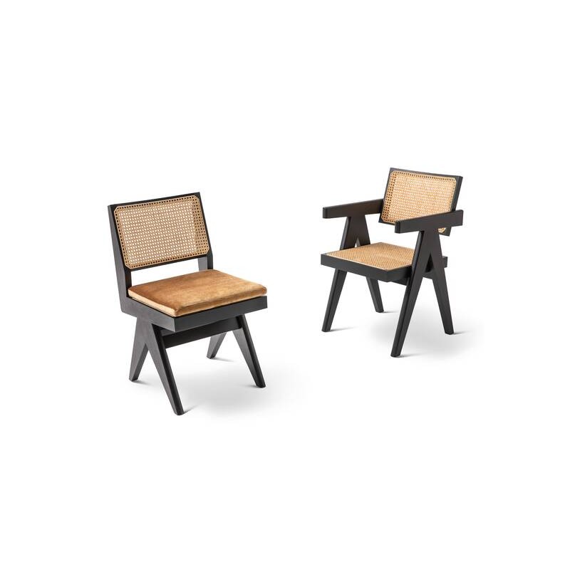 Capitol Complex Chair 055 Chaise Cassina Capitol Complex avec structure en bois et assise en paille de Vienne