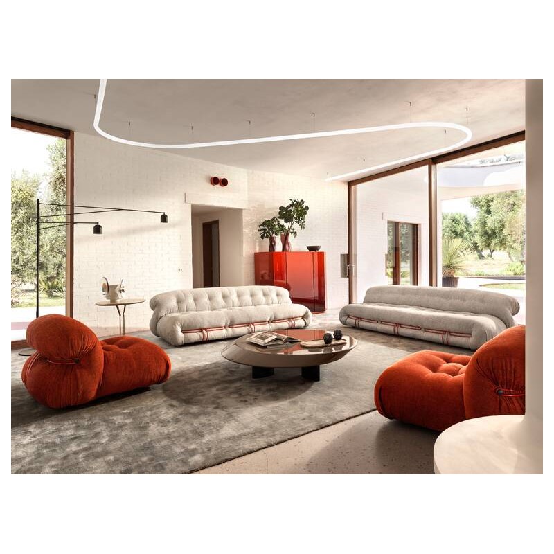 Divano 2 Soriana 944 Cassina Soriana 2-seater padded sofa with metal structure and upholstery of your choice