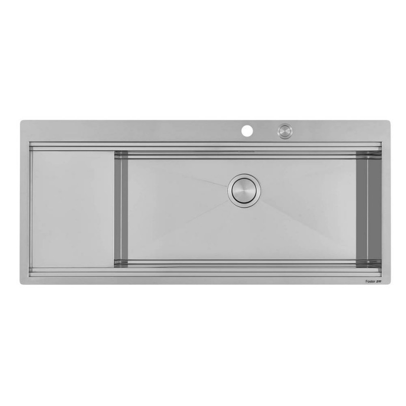 1043051 Foster Single bowl sink with drainer on the left 1043 051 stainless steel finish 117.5x52 cm