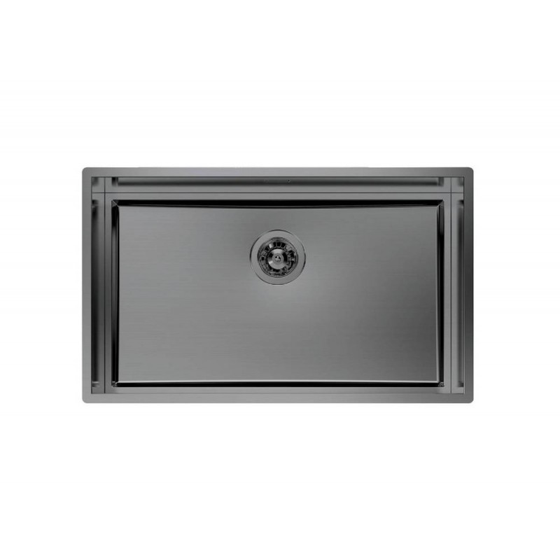 1257056 Foster Lavello una vasca 1257 056 finitura acciaio PVD gun metal da 78x47 cm
