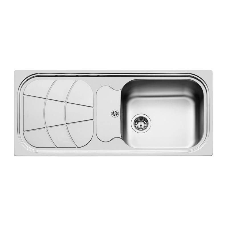 1513201 Foster Single bowl sink with drainer on the left 1513 201 stainless steel finish 116x50 cm