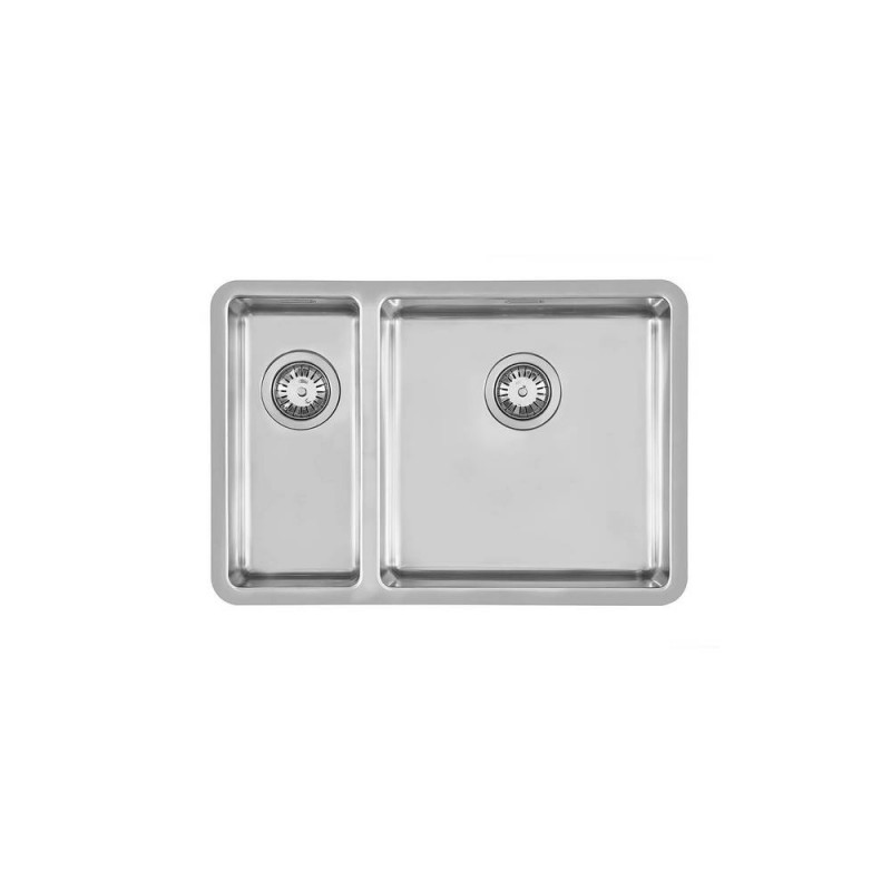 2202851 Evier Foster deux vasques 2202 851 finition inox 66x45 cm - Grande vasque à droite