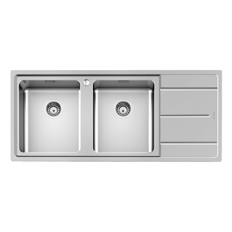 3212052 Foster Évier double cuve avec égouttoir à droite 3212 052 finition acier inoxydable 116x50 cm