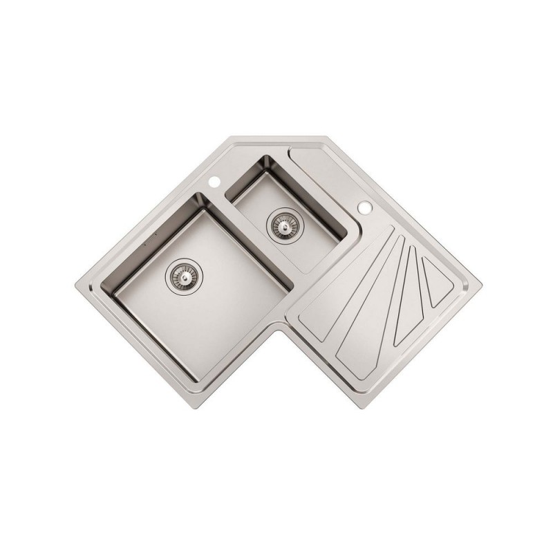 3308050 Foster Évier d'angle 1 bac avec cuve et égouttoir 3308 050 finition acier inoxydable 83x83 cm