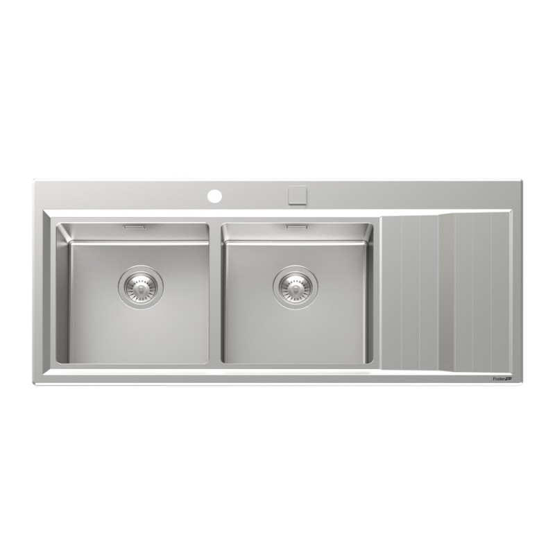 4503052 Foster Évier double cuve avec égouttoir à droite 4503 052 finition acier inoxydable 117,3x51,3 cm
