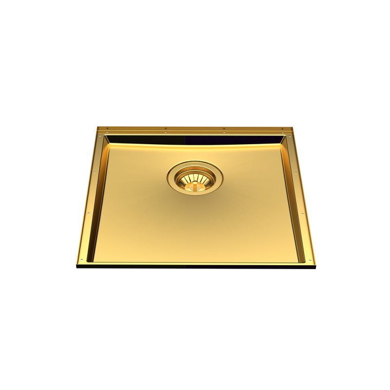 5554249 Foster Lavello a una vasca 5554 249 finitura acciaio PVD gold da 44.6x44.6 cm - VOUCHER 18% NEL CARRELLO VALIDO FINO AL 13/05