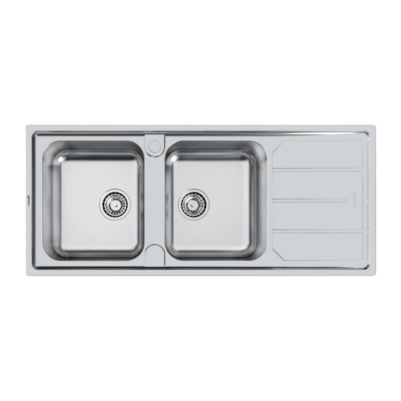 5812062 Foster Lavello due vasche con gocciolatoio a destra 5812 062 finitura acciaio inox da 116x50 cm