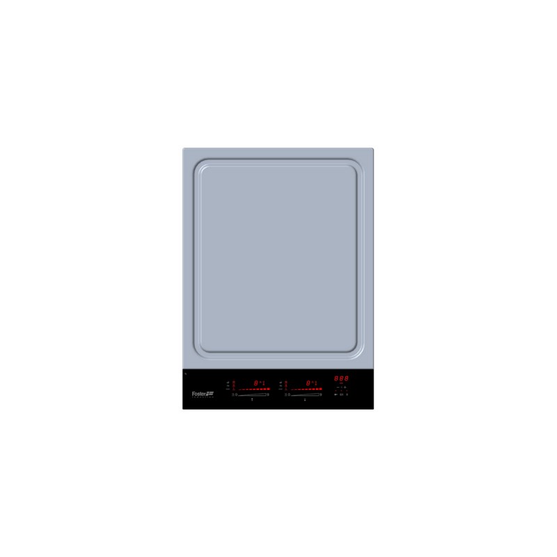 7325455 Plaque à induction Foster Domino 7325 455 en acier inoxydable et vitrocéramique noire 38 cm