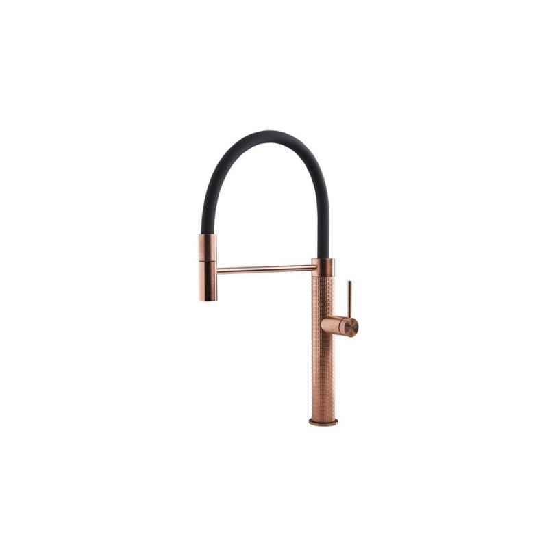 8424858 Foster Single-lever mixer with swivel and articulated spout 8424 858 PVD copper steel finish