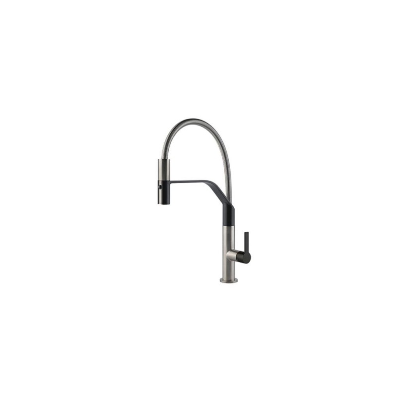 8425100 Foster Single-lever mixer with swivel spout and extractable shower 8425 100 stainless steel finish
