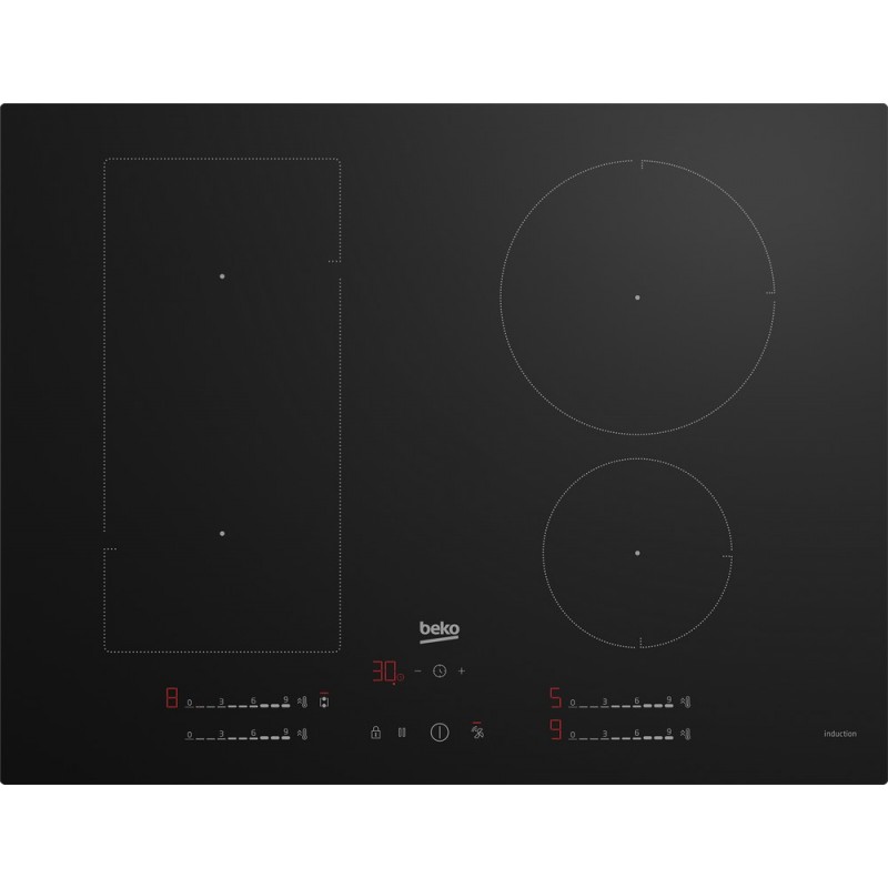 HII74700UF Plaque à induction Beko HII74700UF en verre noir 70 cm