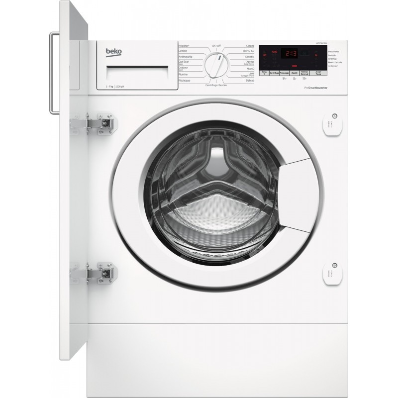 WITC7612B0W Lave-linge encastrable Beko WITC 7612 B0W, finition blanche 60 cm