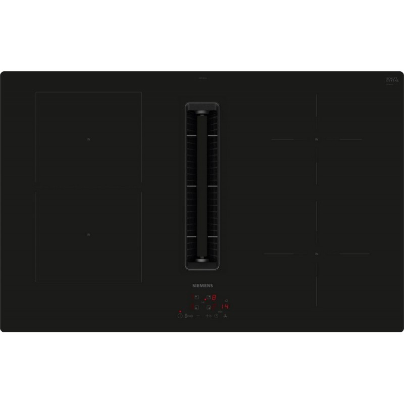 ED811BS16E Plaque de cuisson à induction Siemens ED811BS16E 80 cm en vitrocéramique noire avec hotte intégrée
