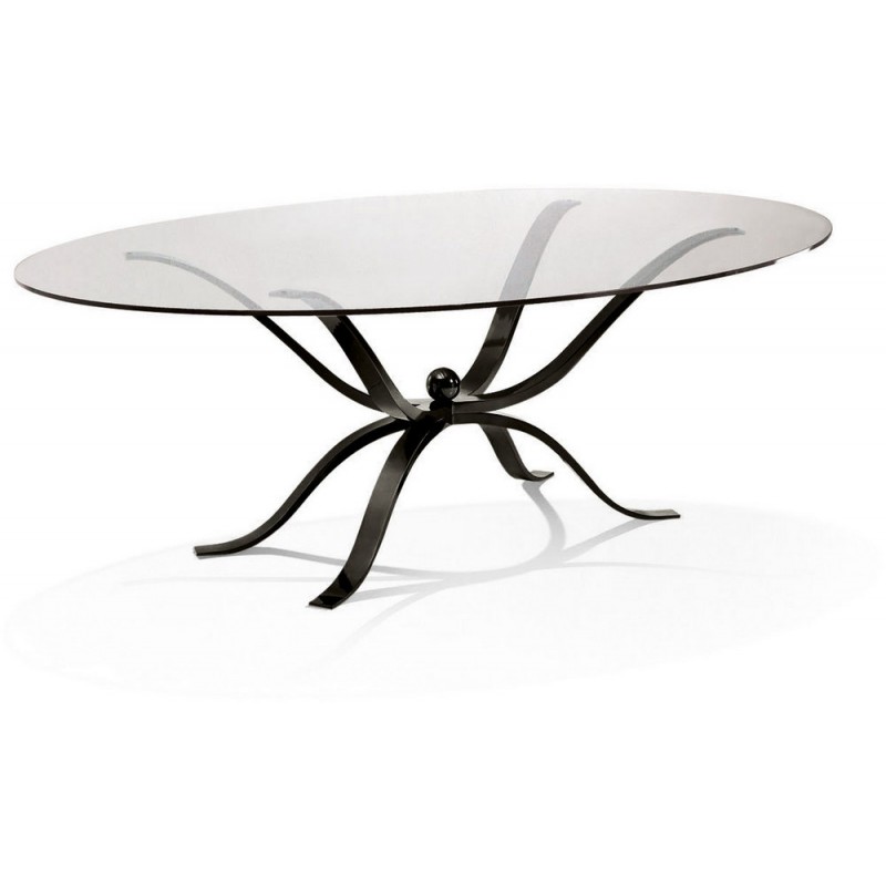 Atlante tavolo Mesa fija Cantori Atlante con estructura metálica y tapa de cristal con dimensiones a elegir