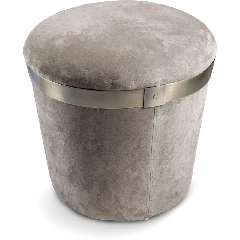 Portofino pouf Cantori Portofino round pouf with wooden structure and seat of your choice