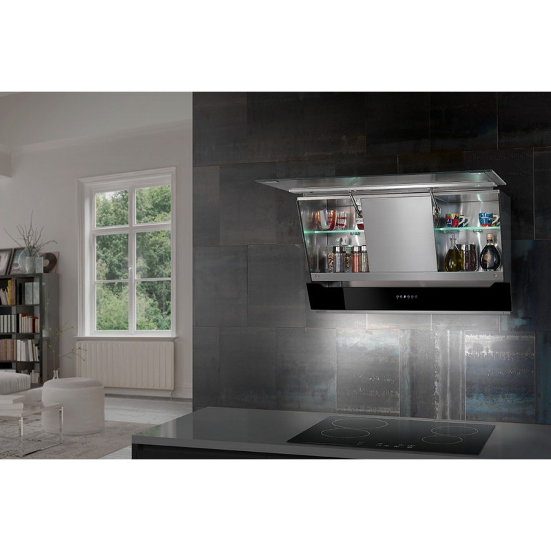 Leonardo Hotte murale Airone Leonardo, finition verre noir 90 cm