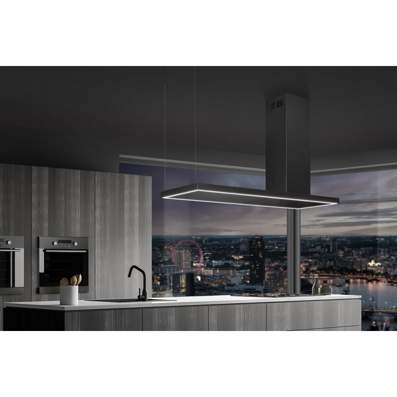 Tiziano Isola 175 nero opaco Campana isla Airone Tiziano 175 cm acabado negro mate